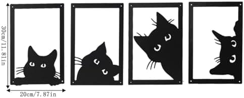 4 Pieces Metal Black Cat Wall Art Decor Metal Wall Decor Home Decor Cats Pet Clever