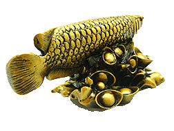 Arowana on Gold Ingots (5 inches)