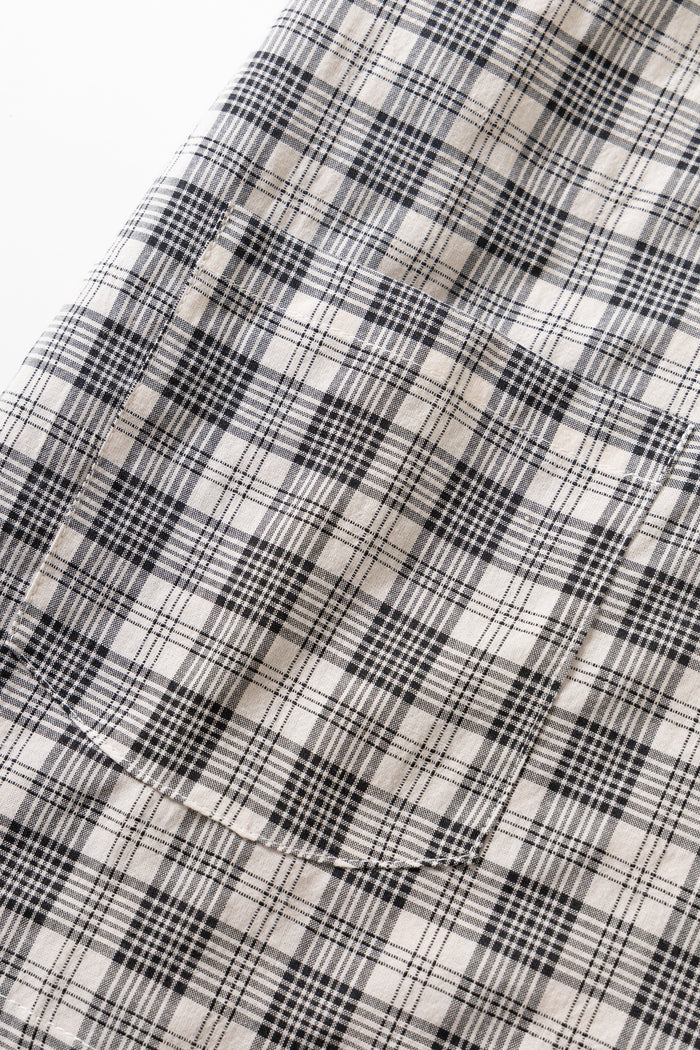 Blacksmith - Short Sleeved Popover Shirt - Black Plaid