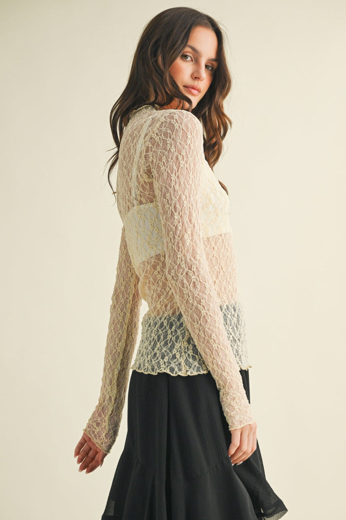 MUSTARD SEED MOCK NECK LACE TOP – AVAILABLE IN BLACK & TAUPE