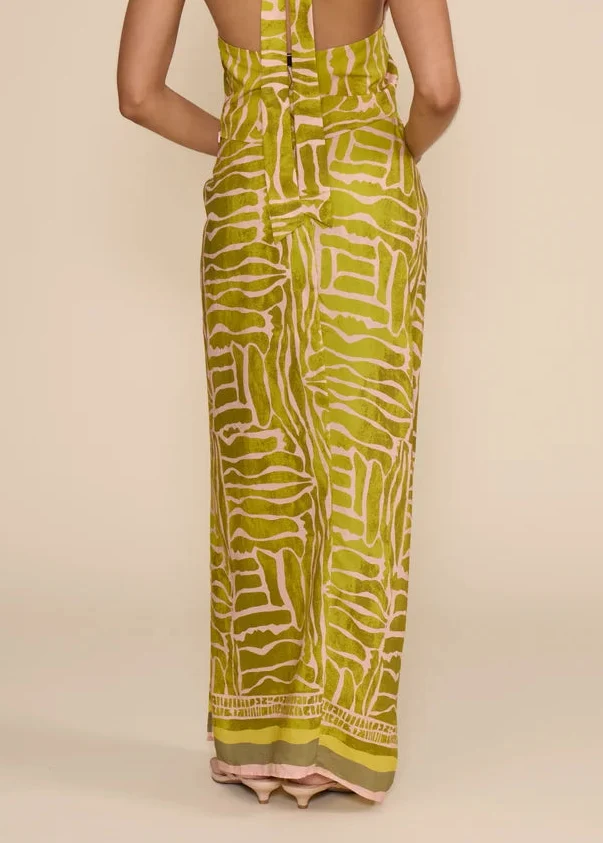 MAXI FLOOR LENGTH GREEN ABSTRACT SKIRT