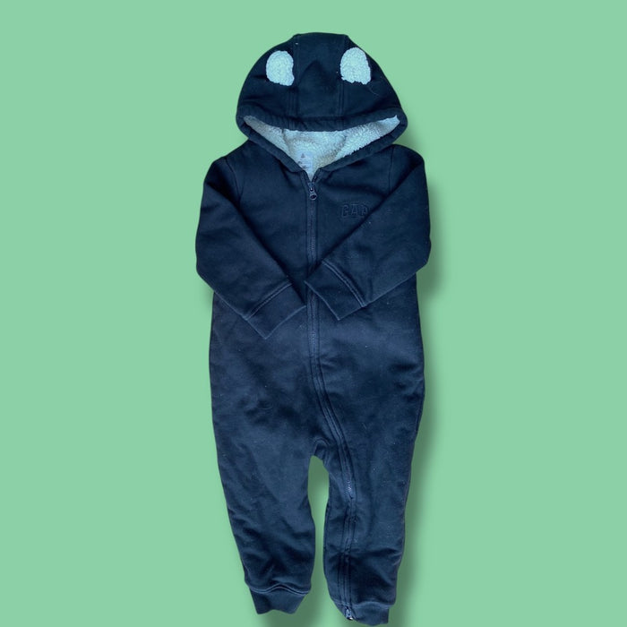 gap black fluffy romper 18-24m