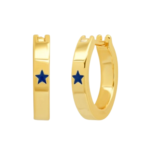 Gold Huggies with Navy Star