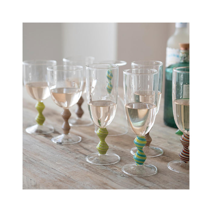 Hand-Blown Wine Glasses with Striped Stem - in grouping