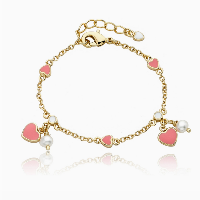 Heart and Pearl Dangle Bracelet