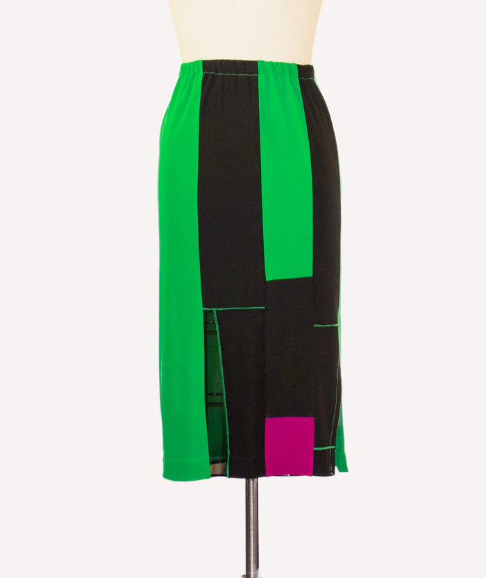 Patchwork Matte Jersey Skirt Small