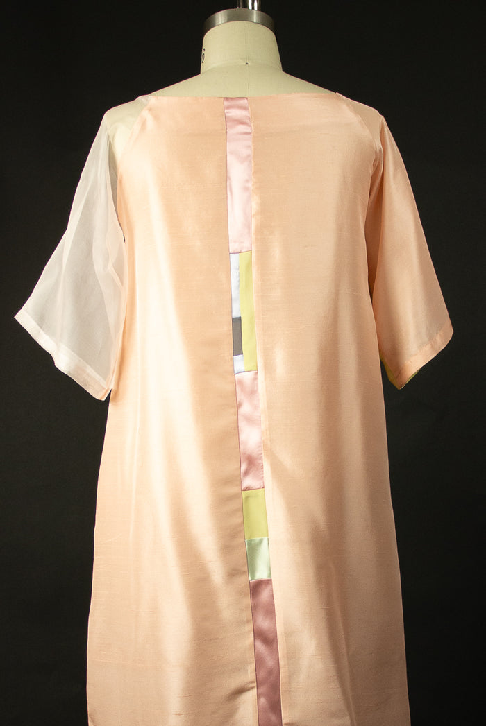 Peach Silk Shantung Patchwork Tunic