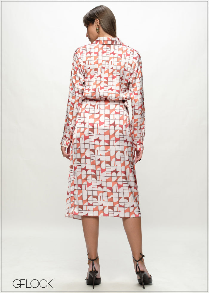 Printed Wrap Midi Skirt - 090226