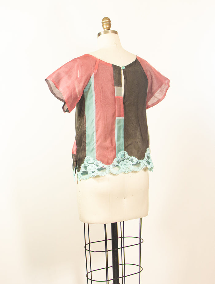 Silk Patchwork Organza Tunic with Lace Embellishment