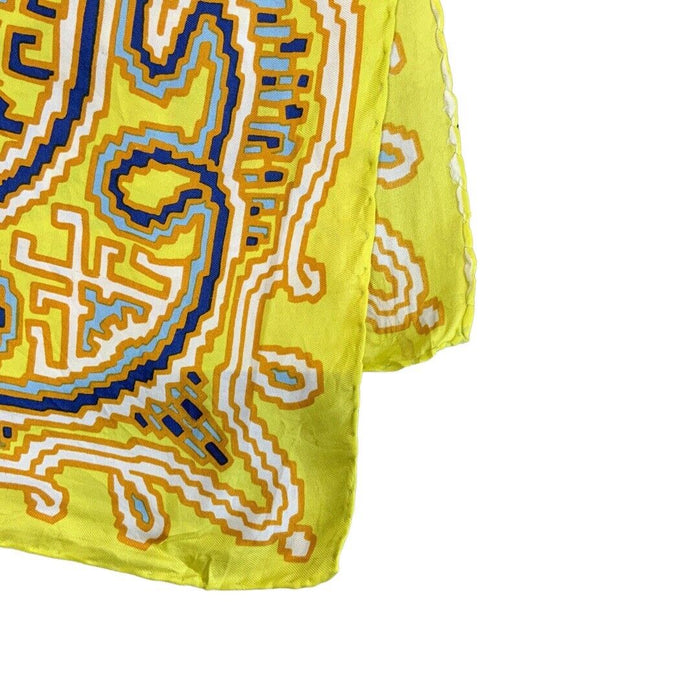 VINTAGE 60s 70s YELLOW, BLUE, WHITE, GOLD FLOWER POWER MOD SQUARE SCARF
