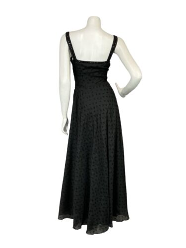 VTG 70S SWEETHEART STRAPPY GLITTER BLACK FLOATY FORMAL PARTY MAXI DRESS 10