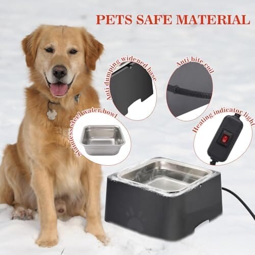 1 Gallon Large Capacity Outside Animal Heated Waterer Bowl Dog Bowls & Feeders Pet Clever