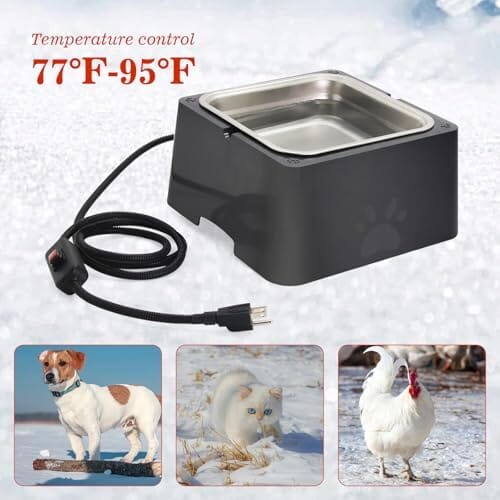 1 Gallon Large Capacity Outside Animal Heated Waterer Bowl Dog Bowls & Feeders Pet Clever