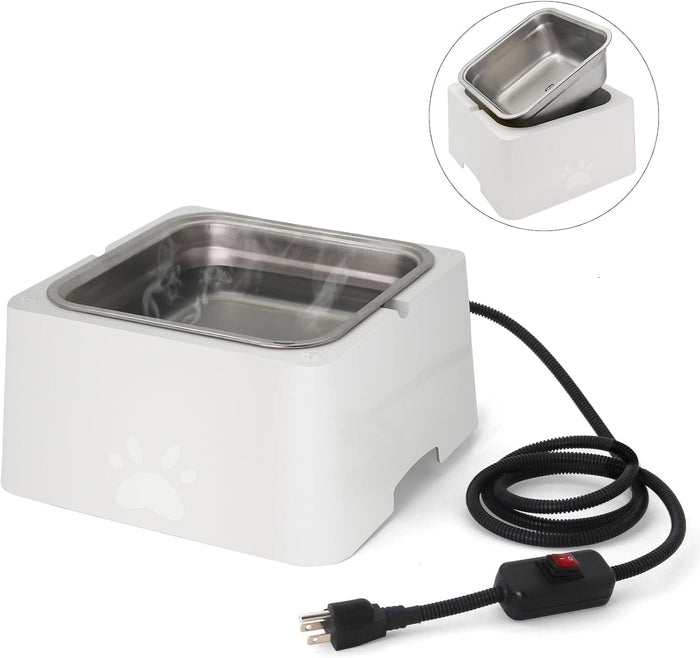 1 Gallon Large Capacity Outside Animal Heated Waterer Bowl Dog Bowls & Feeders Pet Clever White