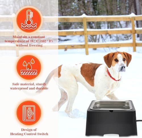 1 Gallon Large Capacity Outside Animal Heated Waterer Bowl Dog Bowls & Feeders Pet Clever