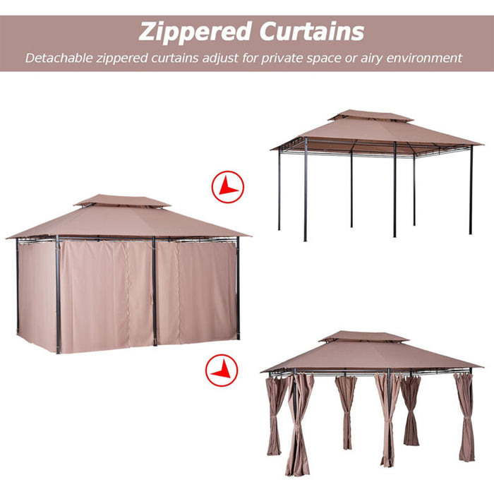 10'x13' Outdoor 2-Tier Vented Canopy Steel Gazebo BBQ Party Tent Shelter Shade