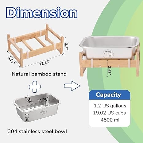 1.2 Gallon Raised Dog Water Bowl, Human Grade 18/8 Stainless Steel Dog Bowls & Feeders Pet Clever