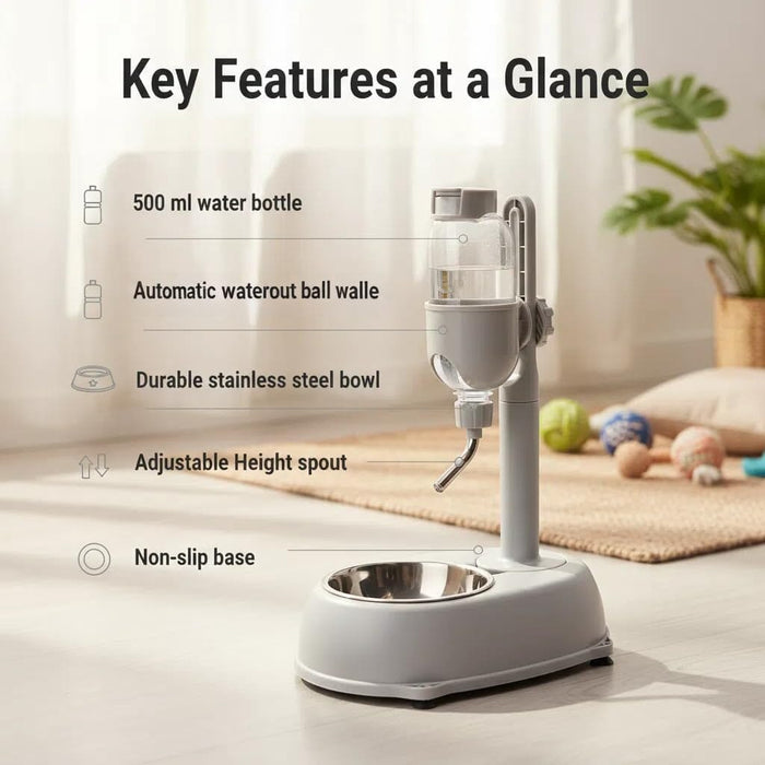 2-in-1 Large Dog Water Bowl Dispenser – Adjustable Stand Dog Bowls & Feeders Pet Clever