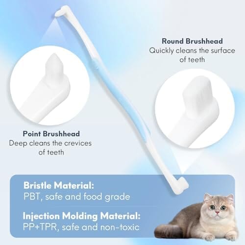 2 Pcs Dual-Sided Cat Toothbrush with Micro Brush Head Toothbrush Pet Clever