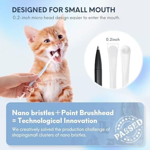 2 Pcs Dual-Sided Cat Toothbrush with Micro Brush Head Toothbrush Pet Clever