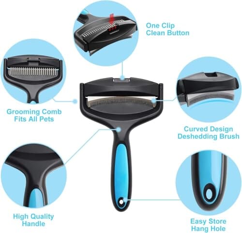 2-Sided Dematting & Deshedding Comb for Pets Dog Combs Pet Clever