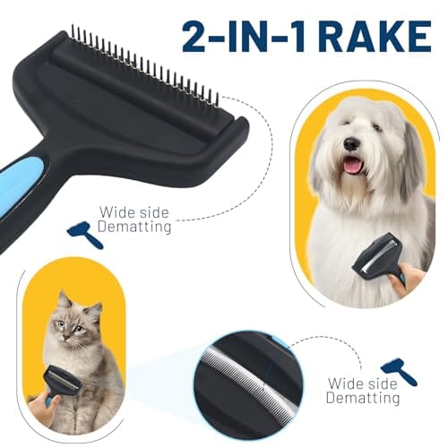 2-Sided Dematting & Deshedding Comb for Pets Dog Combs Pet Clever