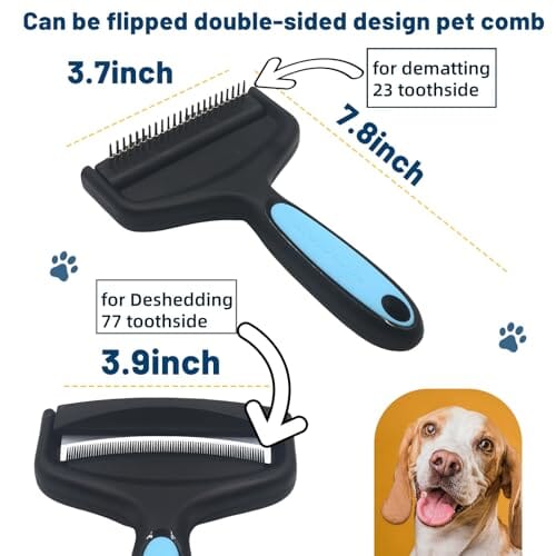 2-Sided Dematting & Deshedding Comb for Pets Dog Combs Pet Clever