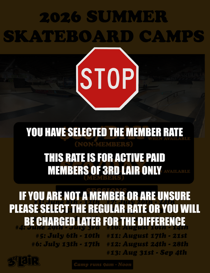 2026 SUMMER SKATEBOARD CAMP - SINGLE DAY REGISTRATION