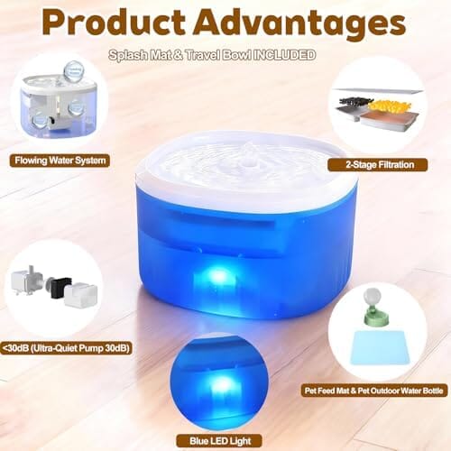 2.2L/74oz Cat Fountain – Ultra Quiet Upgraded Automatic Pet Water Dispenser with 3 Replaceable Filters Dog Bowls & Feeders Pet Clever