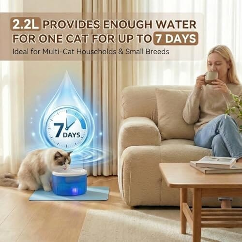 2.2L/74oz Cat Fountain – Ultra Quiet Upgraded Automatic Pet Water Dispenser with 3 Replaceable Filters Dog Bowls & Feeders Pet Clever