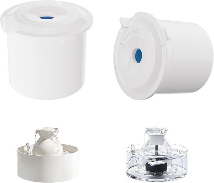2.7L/91 oz Ultra-Quiet Pet Fountain Glass Cat Water Fountain Includes 2 Filters Dog Bowls & Feeders Pet Clever Filter Set (6+3+3)