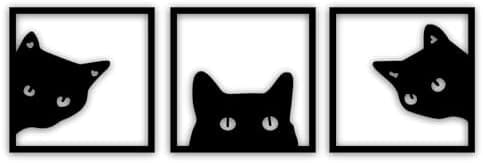3-Piece Black Cat Art - Wooden Cat Silhouette Decor Home Decor Cats Pet Clever