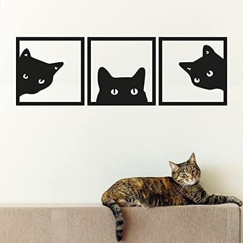 3-Piece Black Cat Art - Wooden Cat Silhouette Decor Home Decor Cats Pet Clever