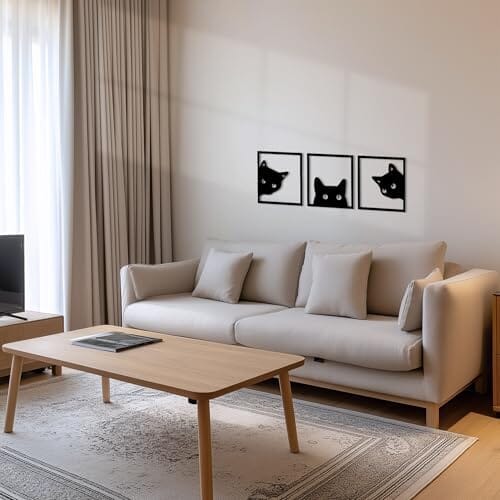 3-Piece Black Cat Art - Wooden Cat Silhouette Decor Home Decor Cats Pet Clever