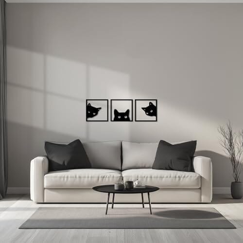 3-Piece Black Cat Art - Wooden Cat Silhouette Decor Home Decor Cats Pet Clever