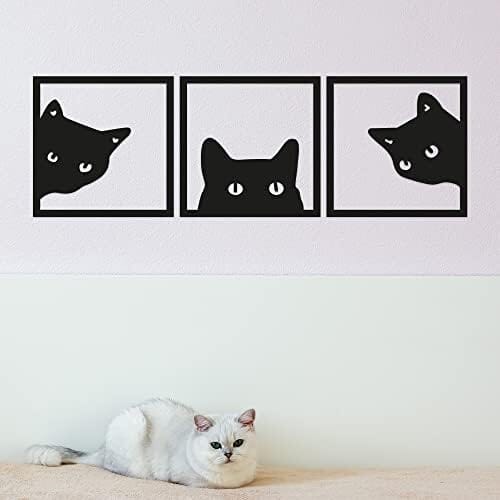 3-Piece Black Cat Art - Wooden Cat Silhouette Decor Home Decor Cats Pet Clever