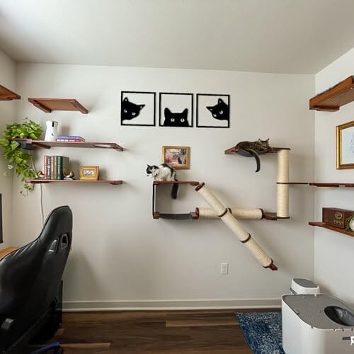 3-Piece Black Cat Art - Wooden Cat Silhouette Decor Home Decor Cats Pet Clever