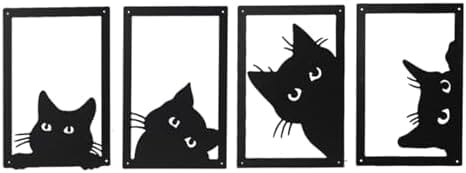 4 Pieces Metal Black Cat Wall Art Decor Metal Wall Decor Home Decor Cats Pet Clever