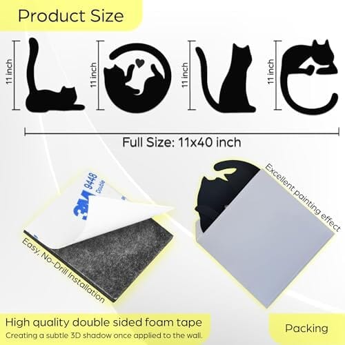 4pcs Black Cat Wall Decor Home Decor Cats Pet Clever