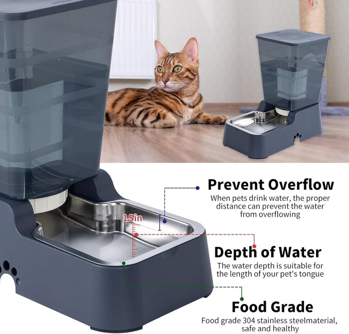 5L for Cats and Medium and Large-Sized Dogs with Stainless Steel Bow Dog Bowls & Feeders Pet Clever