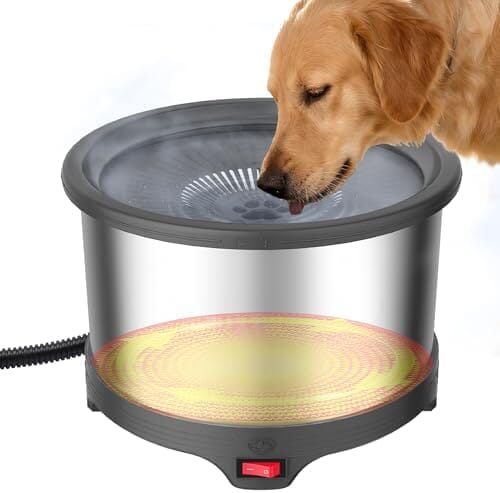 6.5L Heated Water Bowl Stainless Steel Outdoor Heated Dog Bowl with Anti-Chew Cord Dog Bowls & Feeders Pet Clever