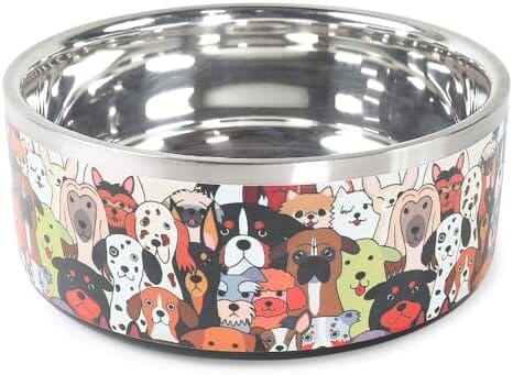 85 Oz - Large Double Walled Stainless Steel Bowl Non-Slip Dog Bowls & Feeders Pet Clever