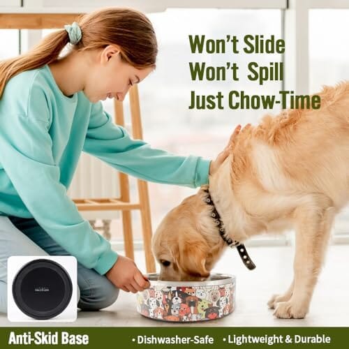 85 Oz - Large Double Walled Stainless Steel Bowl Non-Slip Dog Bowls & Feeders Pet Clever