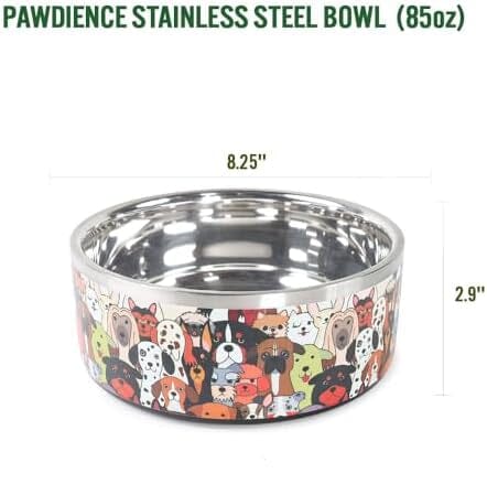 85 Oz - Large Double Walled Stainless Steel Bowl Non-Slip Dog Bowls & Feeders Pet Clever
