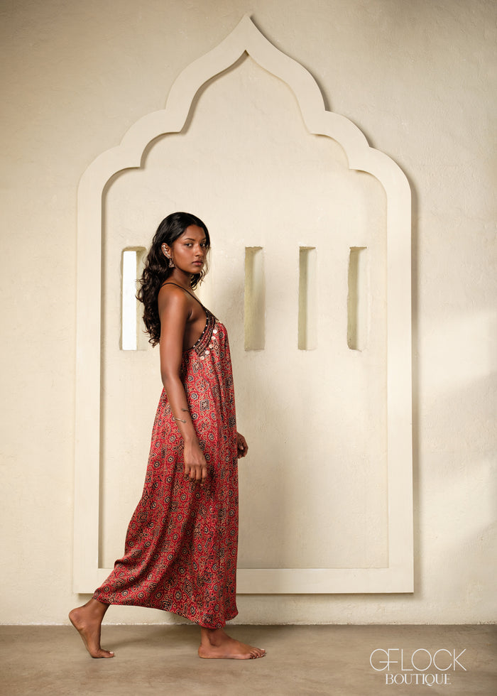 Ajrakh Handprinted Boho Maxi Dress
