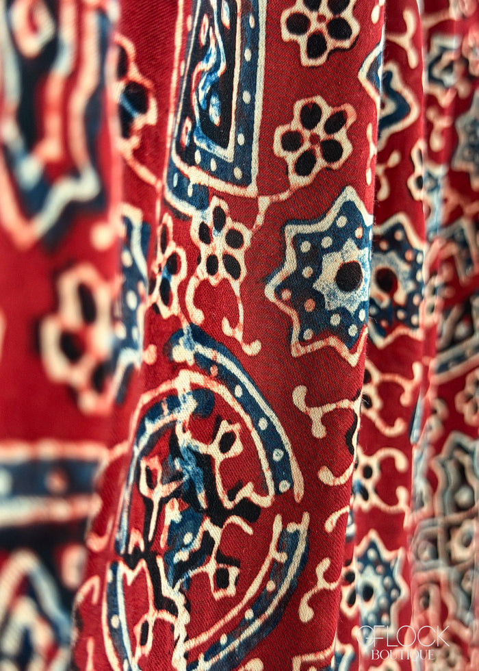 Ajrakh Handprinted Boho Maxi Dress