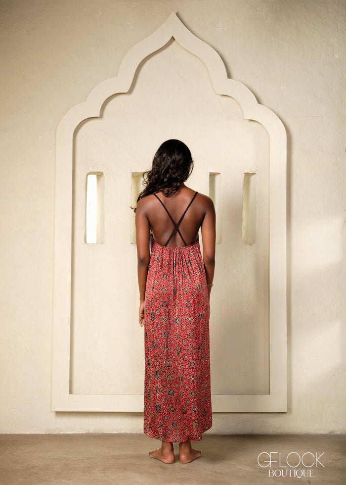 Ajrakh Handprinted Boho Maxi Dress