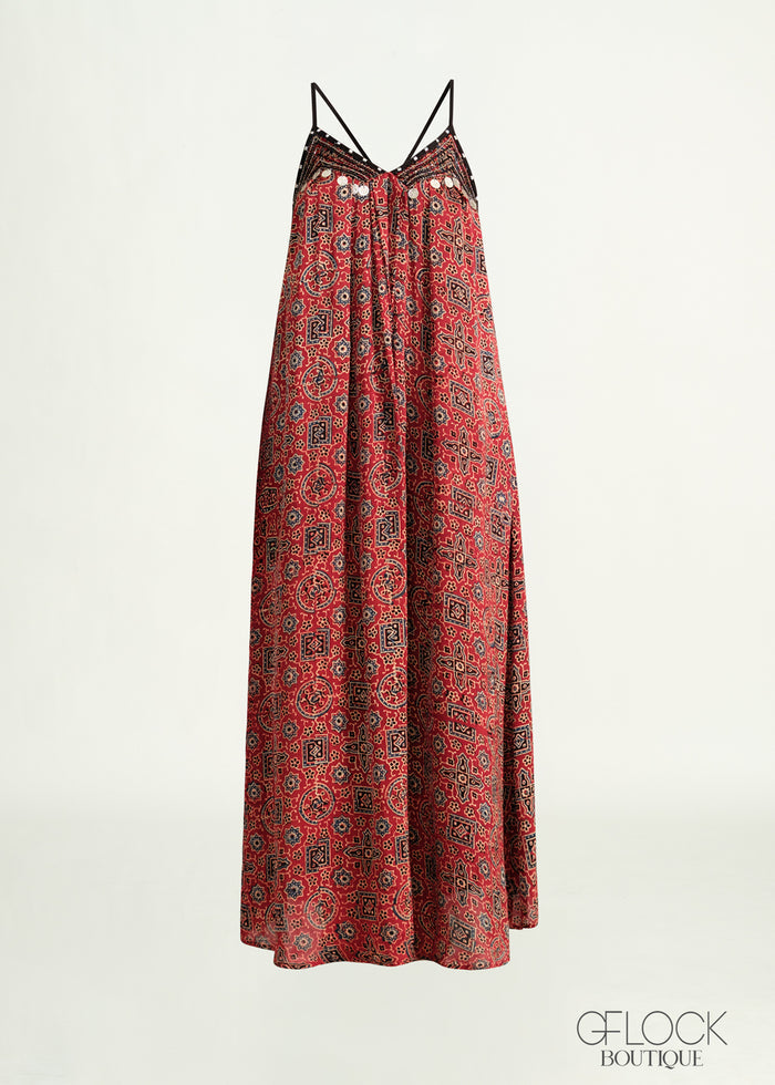 Ajrakh Handprinted Boho Maxi Dress