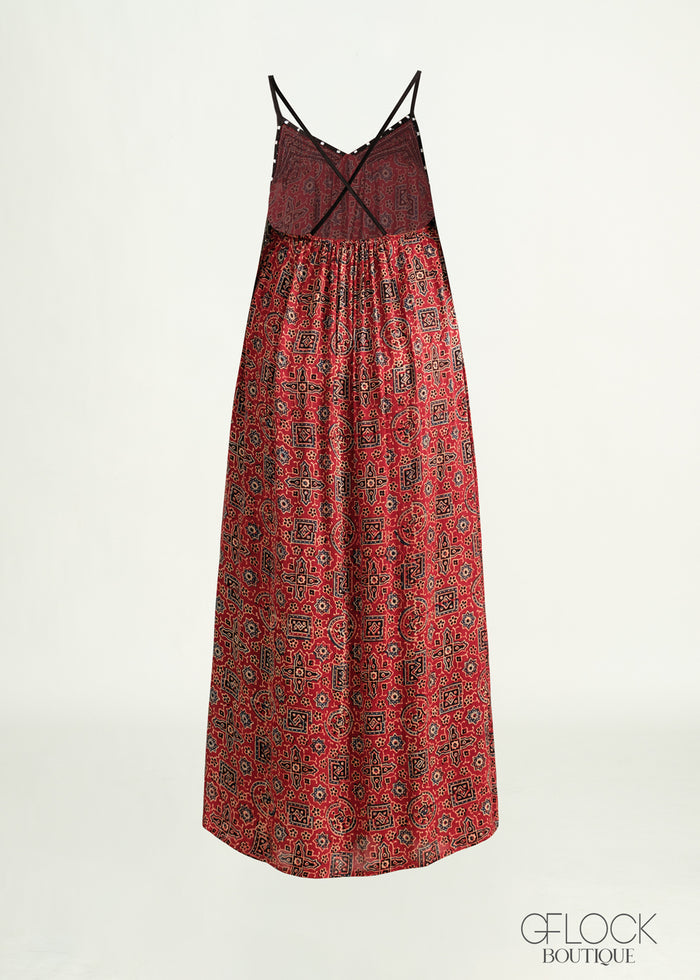 Ajrakh Handprinted Boho Maxi Dress