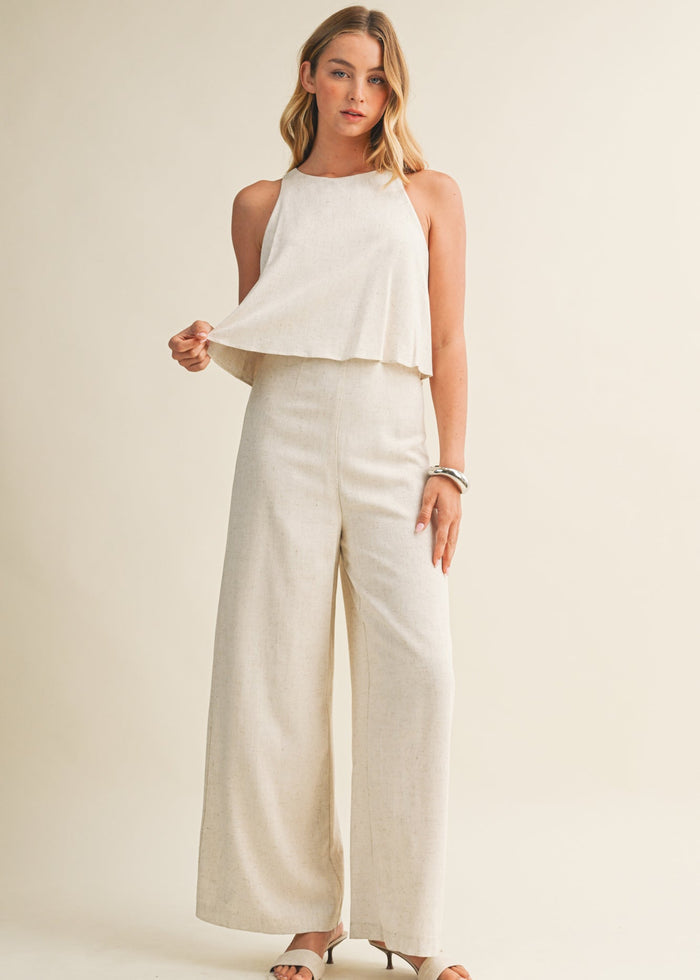 SLEEVELESS LINEN JUMPSUIT